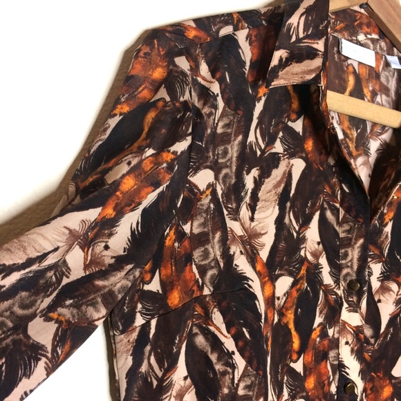 NY&C Fall blouse button down dress shirt camel tan - Picture 4 of 7